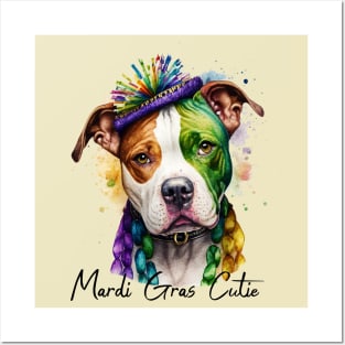 Mardi Gras Cutie Pit bull Posters and Art